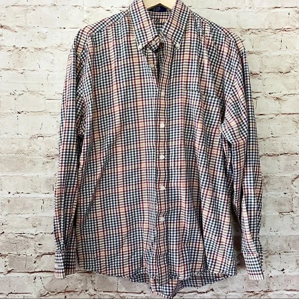 Alan Flusser mens plaid button down shirt